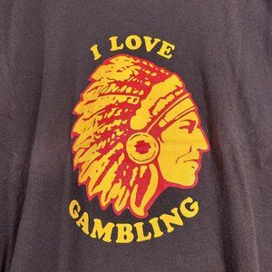 I love Gambling Indian Casino TShirt Mens XL Brown Graphic Tee Gag Gift